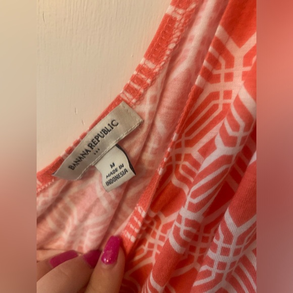 Banana Republic Dress Size M One Shoulder Asymmetrical Geometric‎ Summer coral - Picture 3 of 4